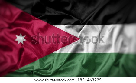 close up waving flag of Jordan. flag symbols of Jordan.