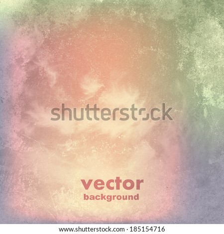 clouds on a textured vintage paper vector background, with grunge stains