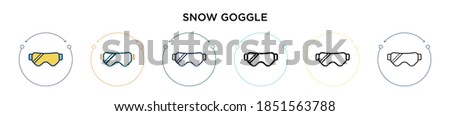 Snow goggle icon in filled, thin line, outline and stroke style. Vector illustration of two colored and black snow goggle vector icons designs can be used for mobile, ui, web