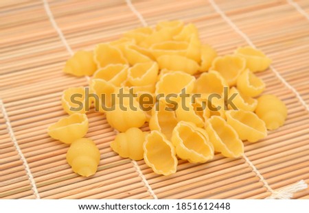 Close up of bamboo mat the background farfalle 