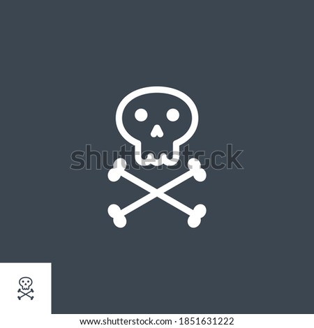 Skull and bones related vector glyph icon. Isolated on black background. Vector illustration.
