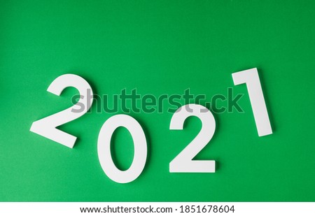 Happy new year 2021 mockup on the green background. Celebrate with new year  template background.