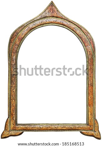 Old Wooden Moroccan Mirror Frame Isolated with Clipping Path