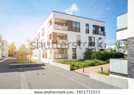 Residential area in the city, modern apartment buildings Royalty-Free Stock Photo #1851772153