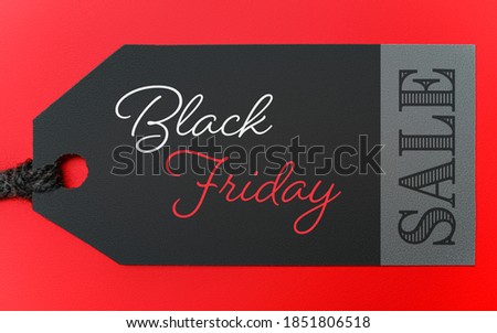 Shopping tag with words "Black Friday sale" on color background