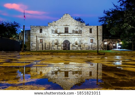 The Historic Alamo at twilight, San Antonio, Texas USA