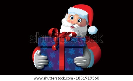 Santa Claus gives a Christmas present, Christmas themed vector illustration