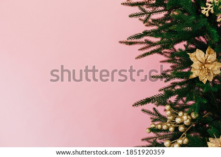 New Year's background Christmas tree decor is the place to sign a postcard