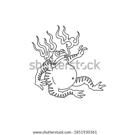 traditional Japanese frog drawing vector illustration