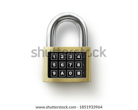 Code locked padlock on the white background. concept security