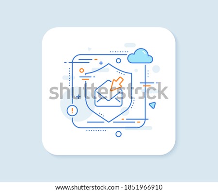 Open Mail line icon. Abstract vector button. View Message correspondence sign. E-mail symbol. Open Mail line icon. Protect shield concept. Vector