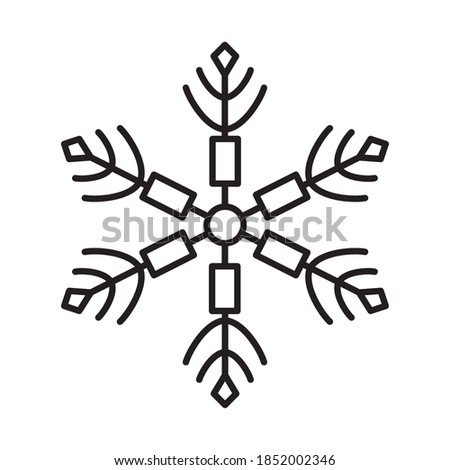 winter snowflake icon over white background, line style, vector illustration