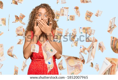Beautiful caucasian teenager girl wearing summer dress shocked covering mouth with hands for mistake. secret concept.