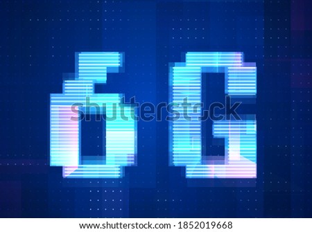 6G Network Internet Mobile icon technology blue background. Abstract digital machine learning with digital future design concept. 