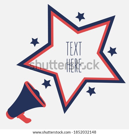 megaphone or loudspeaker flat design isolated & blank speech bubble star cartoon for text. space to write wake up on comic background. attention loud or shout for new announcement or discount vector.