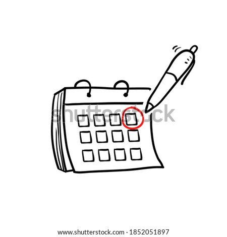 hand drawn doodle folding calendar with cartoon art style vector isolated Royalty-Free Stock Photo #1852051897
