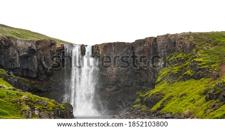 Skógafoss waterfall (Iceland) isolated on white background