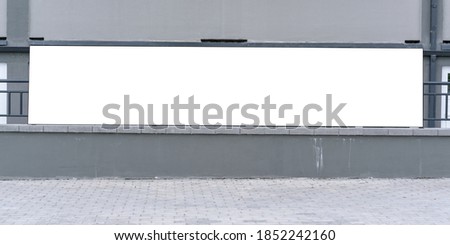 spacious long advertising poster with white empty place for mock up information front view
