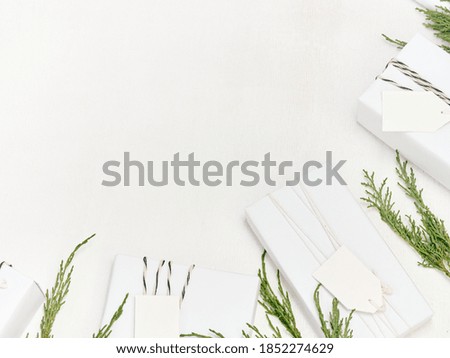 Christmas, winter, new year concept. Flat lay, top view, copy space.