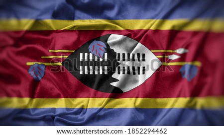 close up waving flag of Swaziland. flag symbols of Swaziland.