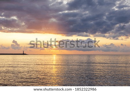 Sunset over the sea off the coast of Montenegro