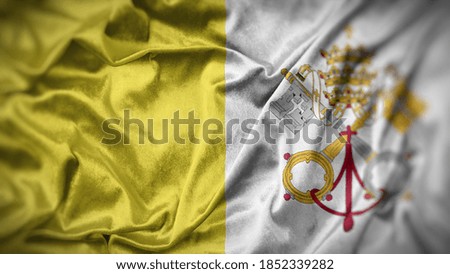 close up waving flag of Vatican City. flag symbols of Vatican City.