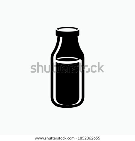 Milk Bottle Icon. Drink or Beverage Symbol - Vector Logo Template.