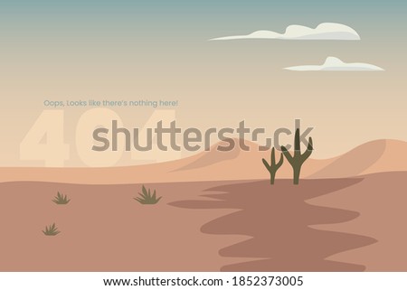 404 Desert Flat Illustration, perfect for 404 page for website, error page and not found page.