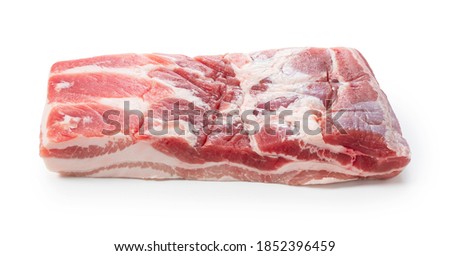 Pork belly placed on a white background. Material photo