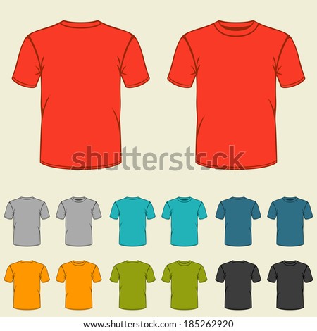 Set of templates colored t-shirts for men. Royalty-Free Stock Photo #185262920