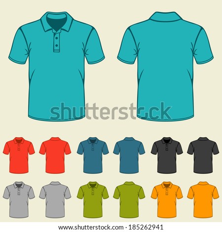 Set of templates colored polo shirts for men. Royalty-Free Stock Photo #185262941