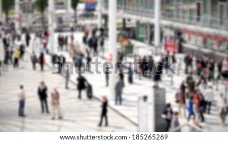 Commuters crowd, intentionally blurred background