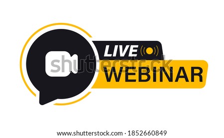 Live Webinar Button. Video Internet conference icon. Live stream, internet education. Internet broadcast. Live video streaming. Online conference, distance communication. Team meeting, Remote work Royalty-Free Stock Photo #1852660849