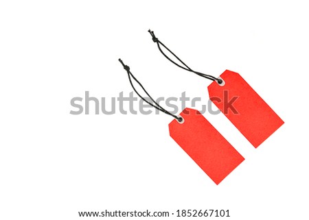 Red price tags isolated on white background.