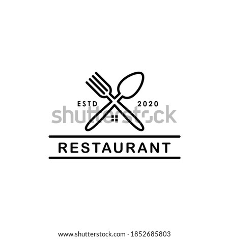 Illustration cross fork and spoon restaurant house logo design inspiration