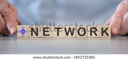 Concept of 5G network on wooden cubes