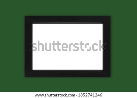 Black photo frame. Blank picture space. Empty copy space plastic frame isolated. Rectangle blank frame.