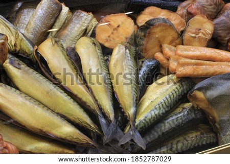 dried mackerel fish on the shelves