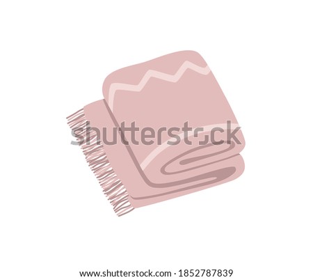 The blanket is rolled up isolated on white, the concept of a cozy home, relaxation. Vector hand-drawn illustration in a modern, fashionable style. Royalty-Free Stock Photo #1852787839