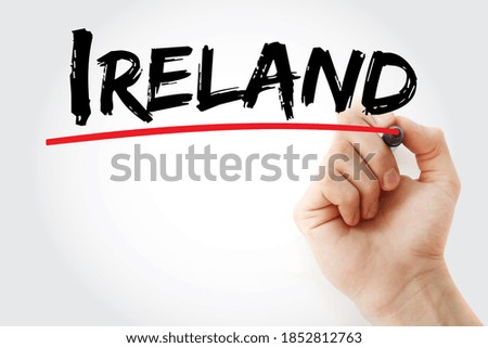 Ireland text with marker, concept background