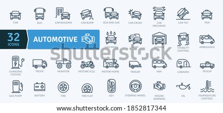 Automotive Icons Pack. Thin line icons set. Flat icon collection set. Simple vector icons Royalty-Free Stock Photo #1852817344
