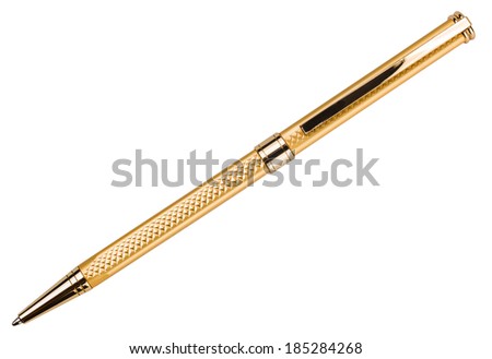 gold pen isolated on white background