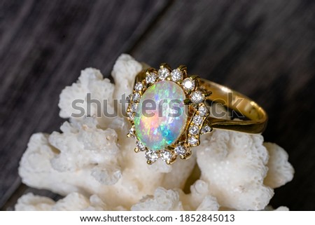 18k gold diamonds and opal ring