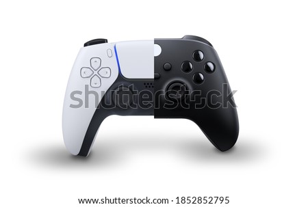 White and black Next Gen controllers  Royalty-Free Stock Photo #1852852795