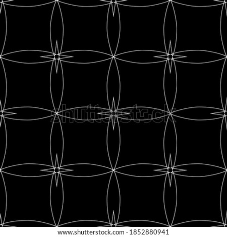 Seamless abstract pattern. Imitation lace. White lace on black background. Black and white graphics. For design and decoration of fabric, paper, Wallpaper and packaging.Mesh pattern.