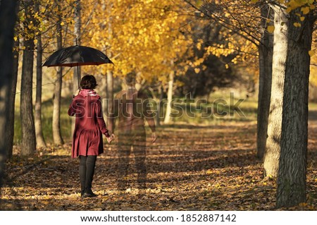 Conceptual Love You Forever Couple in Autumn Forest