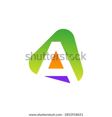 Initial letter a logo, gradient vibrant colorful glossy colors on white background. Web, UI a letter logo icon vector.