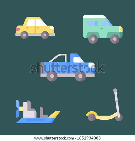 vehicles and transports set icons stock vector illustration