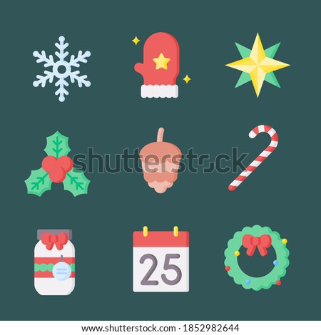 christmas decoration set icons stock vector illustration