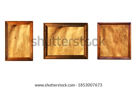 set of vintage paintings isolated on white background